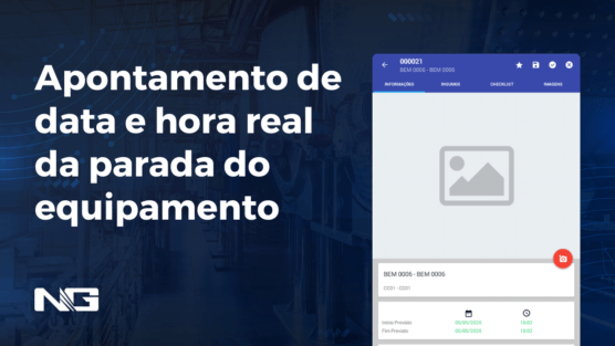 Apontamento de data e hora real da parada do equipamento